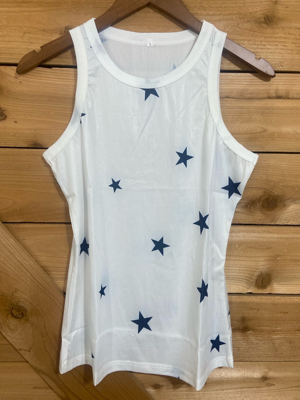 White Star-Print Racerback Tank Top